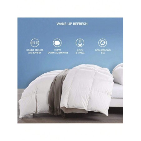 White Microfiber Down Alternative Comforter - Quilted Grid Duvet Insert