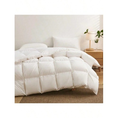 White Microfiber Down Alternative Comforter - Quilted Grid Duvet Insert
