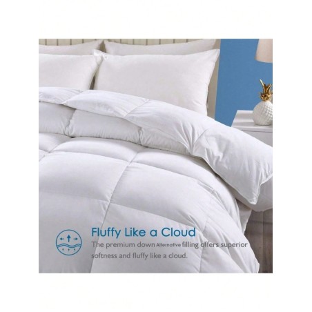 White Microfiber Down Alternative Comforter - Quilted Grid Duvet Insert