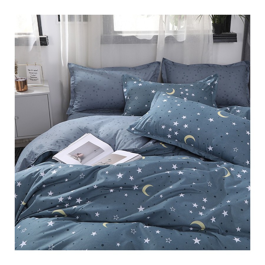 Starry Dreamscape Deep Blue Galaxy Bedding Set