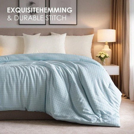 Jacquard Plaid Quilted Polyester Comforter Insert - All-Season Bedding