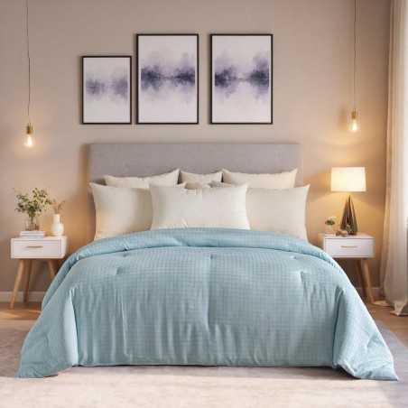 Jacquard Plaid Quilted Polyester Comforter Insert - All-Season Bedding