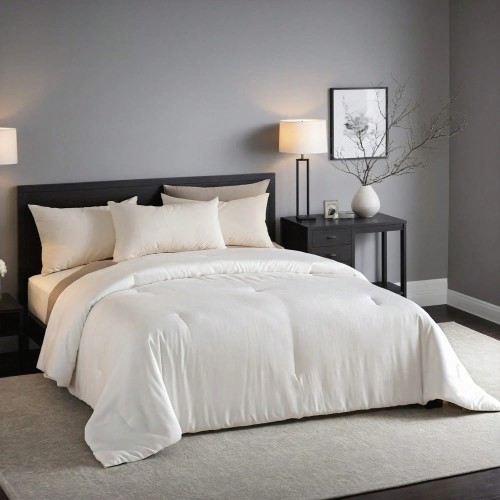 Jacquard Plaid Quilted Polyester Comforter Insert - All-Season Bedding