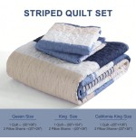 Blue Striped Quilt Set - Lightweight Microfiber Bedding