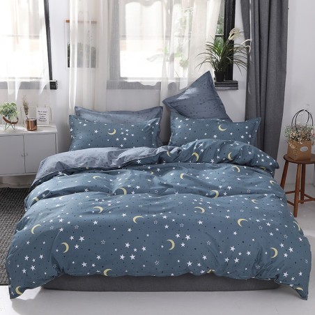 Starry Dreamscape Deep Blue Galaxy Bedding Set