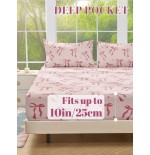 Soft Mattress Protector Fitted Sheet - Bowknot Pattern, Washable
