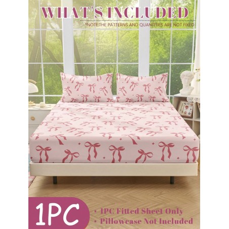 Soft Mattress Protector Fitted Sheet - Bowknot Pattern, Washable