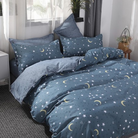 Starry Dreamscape Deep Blue Galaxy Bedding Set
