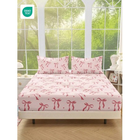 Soft Mattress Protector Fitted Sheet - Bowknot Pattern, Washable