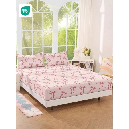 Soft Mattress Protector Fitted Sheet - Bowknot Pattern, Washable