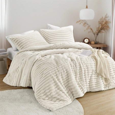 Fluffy Ribbed Cord-Textured Comforter Set | 2/3 Piece Plush Bedding