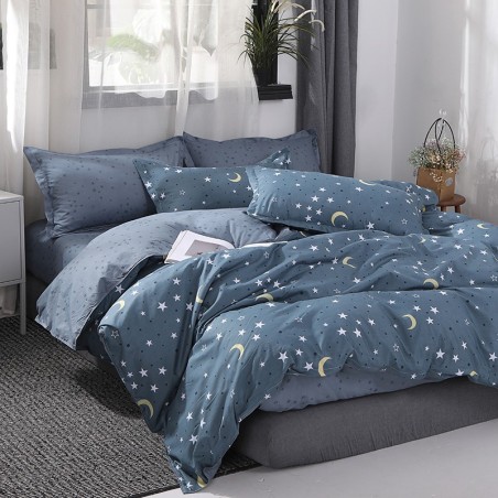 Starry Dreamscape Deep Blue Galaxy Bedding Set