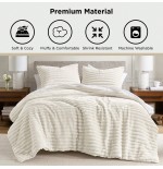 Fluffy Ribbed Cord-Textured Comforter Set | 2/3 Piece Plush Bedding