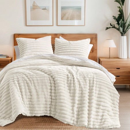 Fluffy Ribbed Cord-Textured Comforter Set | 2/3 Piece Plush Bedding