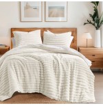 Fluffy Ribbed Cord-Textured Comforter Set | 2/3 Piece Plush Bedding