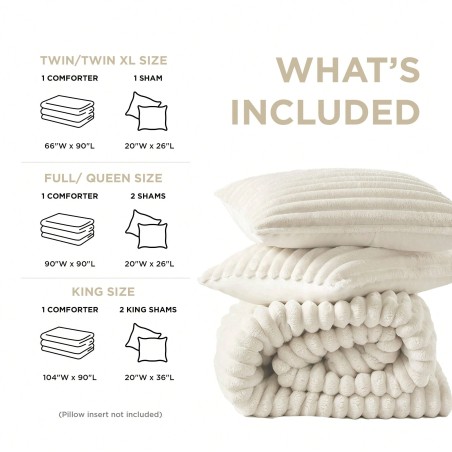 Fluffy Ribbed Cord-Textured Comforter Set | 2/3 Piece Plush Bedding